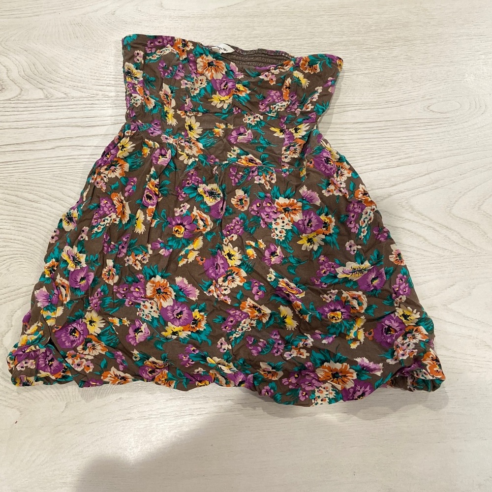 FOREVER 21 VINTAGE MINI DRESS SMALL BROWN FLORAL Fits Medium